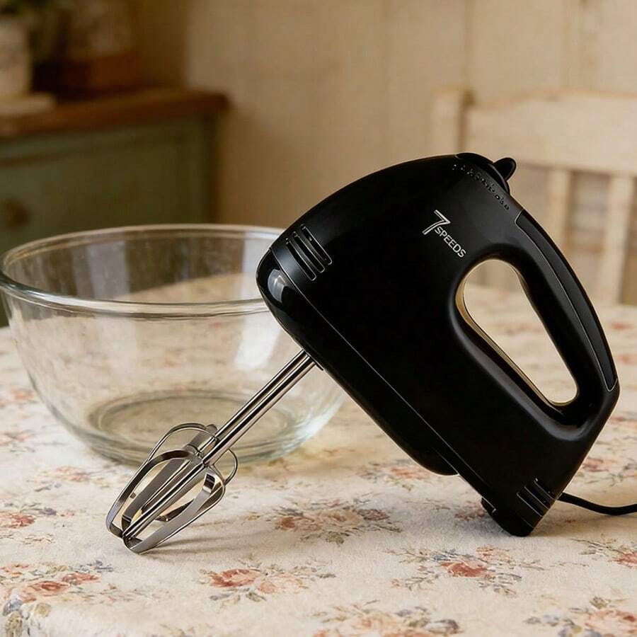 Batidor eléctrico de mano, batidora de cocina portátil de 7 velocidades con accesorios de acero inoxidable batidor para batir galletas pasteles huevos