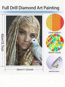 金色女人与5D钻石画套装，成人款，钻石艺术，全钻水晶水钻刺绣工艺套装，家居墙面装饰礼品 - 彩色 - 查看 3