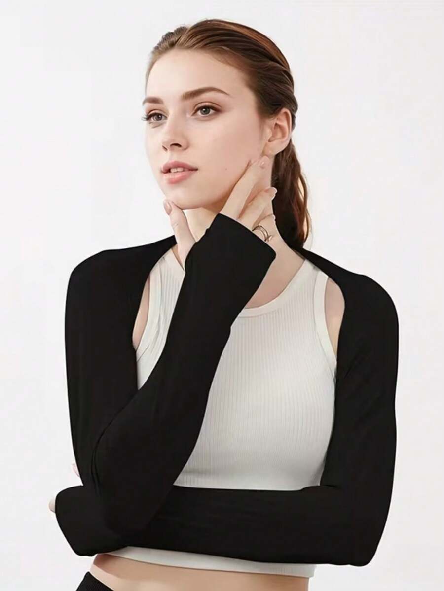 2pcs Women's Cooling Arm Sleeves Set, Full Arm And Shoulder Coverage - Multicolor - View 1