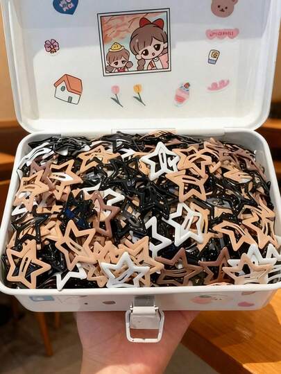 20 piezas Pinzas para el cabello con diseño de estrella marrón retro, Pinzas para el flequillo con diseño hueco estilo Y2K, Pinzas decorativas para el cabello adecuadas para todos los estilos de cabello