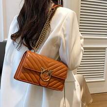 Elegante bolso de hombro para mujer en forma de golondrina, bolso cuadrado pequeño de alta calidad, elegante y versátil, con bandolera, fabricado en piel. - Marrón - Ver 4