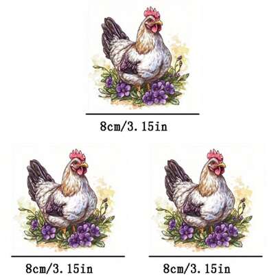1pc/2pcs/3pcs Chicken Heat Transfer Patches, Ironing And Washable, Applicable To T-Shirts, Jeans, Sweaters, Handbags, Pillows, Cushions. Queen