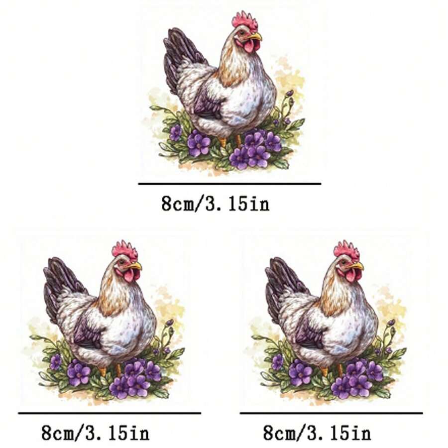 1片/2片/3片装小鸡图案热转印贴片，可熨烫可水洗，适用于T恤、牛仔裤、毛衣、手提包、枕头、靠垫等。皇后尺寸 - 3PCS-S - 查看 1