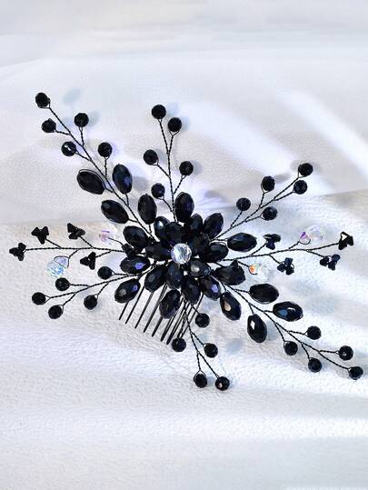 1pc Minimalist Elegant Crystal Hair Comb, Handmade Decorative Hair Accessory Suitable For Weddings, Parties, Dates And Daily Wear
