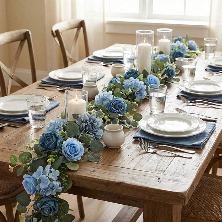 5.6ft Artificial Green Plant Vines Faux Realistic Peony Garland Hanging Decorations For Table Wedding Backdrop - 彩色 - 查看 1