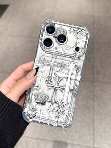 十字拼接时尚防震手机壳，兼容苹果 17/16/14 Pro Max，高品质新款 13、15、12/12 Pro、11、15 Pro Max，带卡槽 16 - 白色 - 查看 4