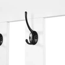 Hallway Cabinet, Shoe Cabinet With Cushion Storage, Multifunctional With Power Outlet, With 4 Hooks, Black, White, H180 / W100 / D35 Cm - White - View 5