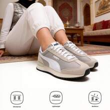 Puma R78 Nylon Retro Casual Shoes, Lightweight Vintage Unisex Sneakers, Low-Top Outdoor Daily Wear Non-Slip Athletic Shoes, Style No. 399250-02 - Smoke Gray-puma White-dark Gray - View 1