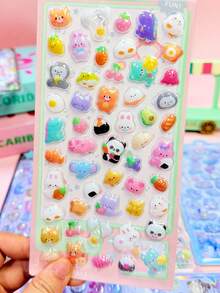 3D Cute Stickers - Cartoon Hot Dog Sushi Bubble Stickers, Adorable Mini Plush 3D Reusable Stickers For Scrapbooking, Planners, Diaries, Notebooks, Laptops - Multicolor - View 10