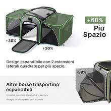 Sac de transport pour animaux de compagnie Gardner pour chats et chiots jusqu'à 6,8 kg, sac de transport extensible avec côés souples, maille respirante,ériaux  - Gris, - l - Voir 4