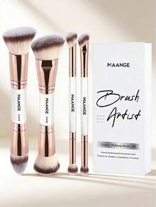 MAANGE 1/4/7件套专业双头化妆刷套装，包含粉底刷、散粉刷、腮红刷、遮瑕刷、修容刷、鼻影刷、高光刷、眼影刷、眼线刷、眉刷、细节刷，适合日常妆容，旅行化妆刷套装，化妆配件，送礼佳品，专业化妆刷，全套化妆工具 - 彩色 - 查看 14
