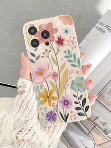 1pc Floral & Leaf Pattern Camera Lens Soft White Phone Case Compatible With Apple 17, 17 Air, 17 Pro, 17 Pro Max, 16 Pro Max, 16E, 14/13, 12, 11 Pro Max, XS Max, X, XR, 8, 7, 6S, Plus, Mini, And Galaxy A13 5G, S21 FE 5G, A15, A21S, A34, A12, S21, S25, Suitable As Birthday Gift, For Girlfriend, Boyfriend Or Personal Use, Anti-Drop - Multicolor - View 6