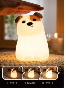 7-Color Adjustable Brightness Dog LED Night Light With 30-Minute Timer, 3 Dimming Levels, USB Rechargeable Bedside Lamp For Bedroom Decor - Multicolor - View 2