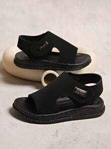 1 đôi giày mùa hè mới cho trẻ em, dép xăng đan đi biển đa năng thoải mái cho bé trai, dép xăng đan hở mũi đơn giản thời trang cho bé gái. - màu đen - Xem 3