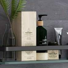 Bathroom Shower Caddy, Fashionable Storage Rack, Thick Wall-Mounted Vanity, No Drilling Required, Minimalist Design - Black Single Layer - View 1