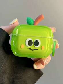 1个趣味树叶绿苹果表情耳机盒，适用于 Pro第三代、新款第四代、第二代、1/2代，情侣款设计，防摔耳机盒（不含耳机） - 綠色 - 查看 8