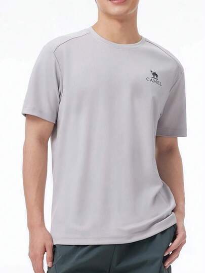 CAMEL CROWN Men's Outdoor Quick-Dry T-Shirt, Lightweight Breathable Moisture-Wicking Cooling Sun Protection Round Neck Short Sleeve T-Shirt, Summer