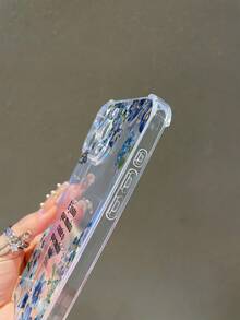 1pc Fashion Creative Floral & Letter Transparent TPU Shockproof Phone Case, Suitable For Apple XS/XS Max/XR/11/12/13/14/14 Plus/15/15 Plus/16/16 Plus/17, Can Be Given As Holiday Gift For Boyfriend/Girlfriend - Clear - View 7