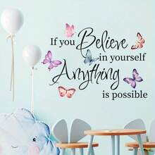1/3 Stücke Schmetterling Wandaufkleber mit motivierender Beschriftung "Alles ist möglich" Aufkleber zum Abziehen und Aufkleben, Vinyl Kunst für Büro, Zuhause, Hintergrund Dekoration, ästhetisches Wandposter, Ornament - mehrfarbig - Übersicht 2