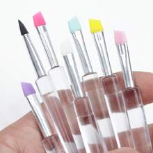 Portable Lipstick Brush, Transparent Silicone Lip Brush With Cap, Dustproof Makeup Brush, Silicone Lip Brush - Hồng - Xem 6