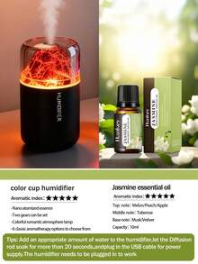 Mini Humidifier Volcanic Rock Lighting 180ml/USB Powered, Suitable For Cars, Home, Office, Bedroom, Yoga Meditation Room, Pilates Studio Gifts Low Noise Mist Diffuser - Oval - View 10