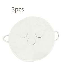 1/2/3pcs Reusable Facial Steaming Mask, Thick Moisturizing Face Mask For Hot/Cold Light Facial Care At Home And Salon, Fashionable White Design, Soft Fiber Material - White - View 9