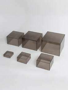 6pcs/Set White Square Pentagonal Desktop Storage Rack - Acrylic Display Box, Cubic Display Jewelry Nested Stand With Hollow Bottom Dual-Use Storage And Display Box, Desktop Storage Rack | Storage Box; For Party, Wedding And Other Holiday Dessert Cake Display And Storage, Used To Display Jewelry, Cakes, Donuts And Other Items On The Tabletop - Multicolor - View 11