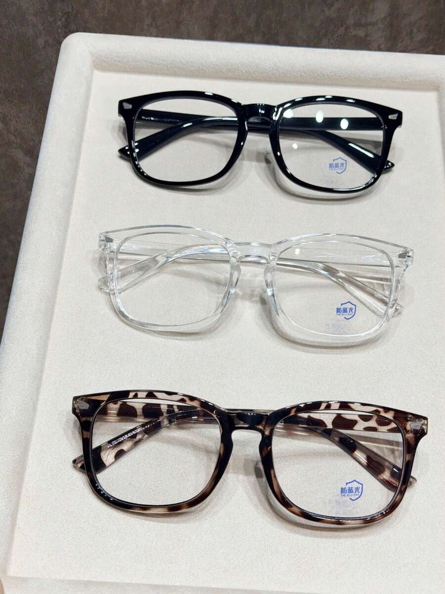 1/3pcs Anti-Blue Light Glasses, Suitable For Computer Reading/Gaming/TV/Mobile, Unisex, Relieve Eye Fatigue, Multiple Colors Available (Black Glasses, Leopard Print Glasses, Transparent Glasses, Etc.) - Nhiều màu - Xem 1