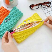 Hộp đựng bút bằng nylon hình quái vật nhỏ dễ thương, tối giản, có khóa kéo, dung tích lớn, họa tiết hoạt hình, túi đựng bút ngộ nghĩnh. - Mảnh duy nhất - Xem 8