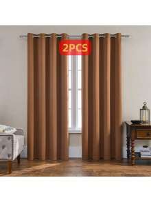2pcs Blackout Curtains - Indoor Curtain Panels With Grommets, Thermal/Blackout/Privacy, Suitable For Bedroom, Living Room, And Outdoor Doorways - Brown - View 32