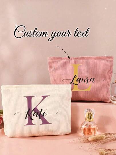 Bolsa de cosméticos personalizable, bolso de embrague personalizado, bolsa de almacenamiento con logotipo de nombre personalizado, se puede personalizar según su diseño único, bolsa de maquillaje con cremallera ligera, monedero, estuche para lápices, adecuado para compras, citas, vacaciones, viajes, fiestas o como regalo del Día de San Valentín para la novia, idea de regalo de Navidad