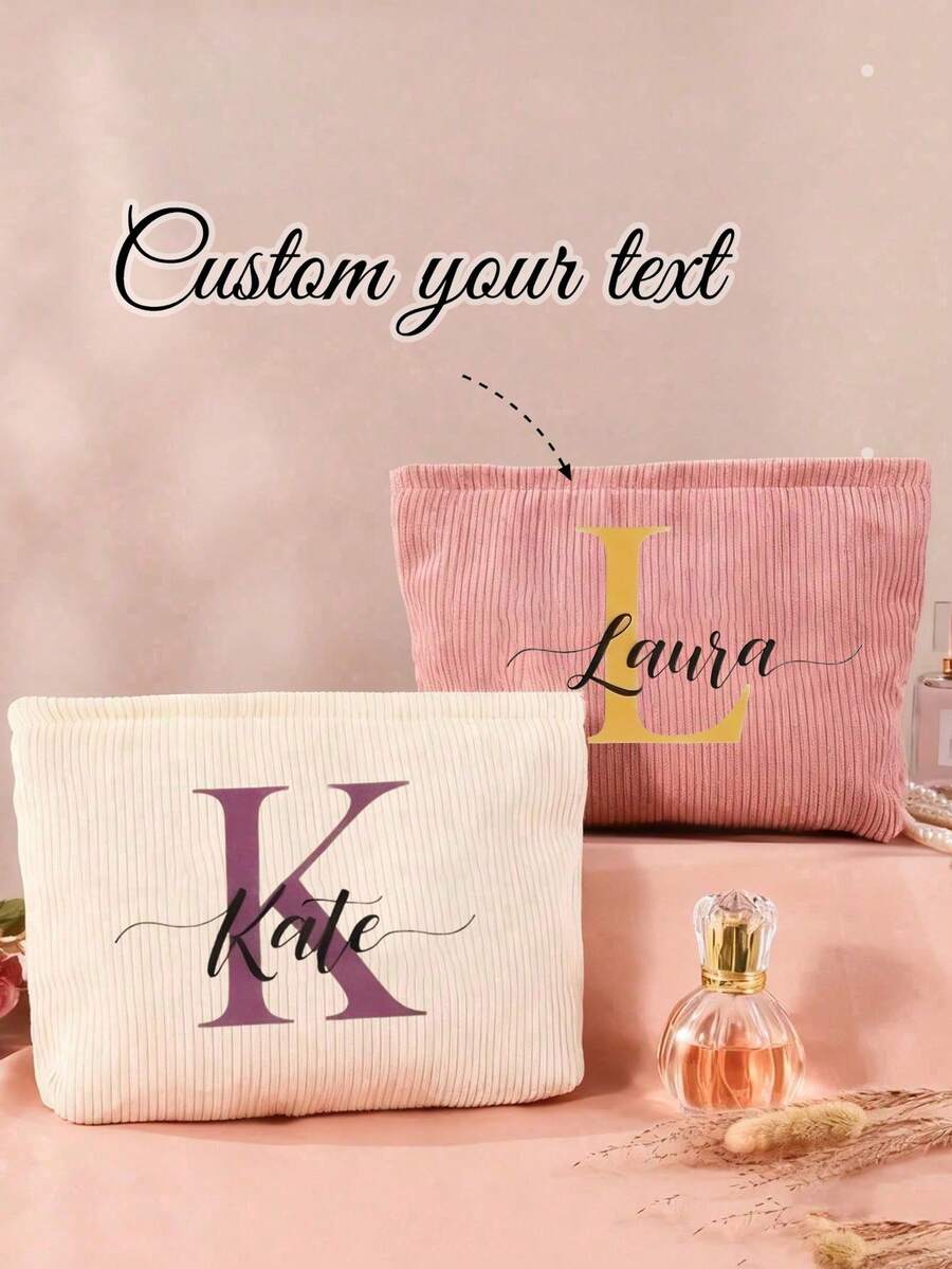 Customized Makeup Bag Personalized Small Pouch Customized Cosmetic Bag Customized Letter Name Logo Storage Bag Lightweight Zipper Makeup Travel Bag - Multicolor - View 1
