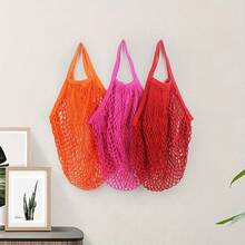 3Pcs Lightweight Woven Handbag Open-Top Solid Color Casual Elegant Carrier For Beach Shopping Everyday Use AU - Purple / White / Brown - View 6