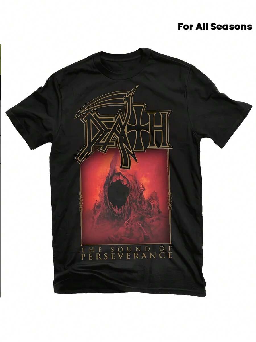 T-Shirt Featuring The 1980S American Death Metal Group, Death, Showcasing The Scream Bloody Gore Design. Available In Black And White, This Short-Sleeved Tee Is Suitable For Both Men And Women, Made From 220G Fabric, Perfe - 黑色18 - 查看 1
