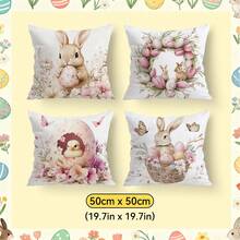 4件套复活节装饰枕套，单面印花枕套，适用于客厅、卧室家居装饰，四季皆宜 - 不含枕芯 - 多色08 - 查看 11