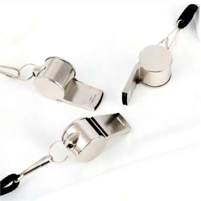 Metal Whistle, Stainless Steel Whistle, Sports Whistle, Sports Whistle, Sports Equipment With Lanyard, High-Pitch Whistle, Survival Whistle With Halter