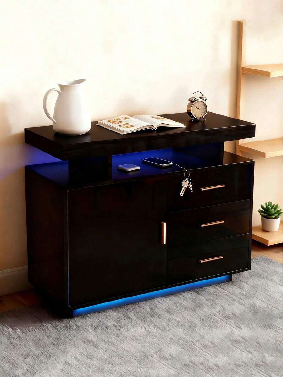 Gabinete De Almacenamiento Organizador De Metal Organizador - Negro - Ver 1