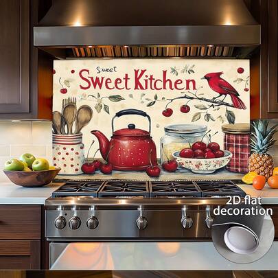 1pc 2D Flat Decorative PVC Wall Stickers - Patterns Suitable For Kitchen, Dining Room, And Living Room Decoration | Home Decor Accessories