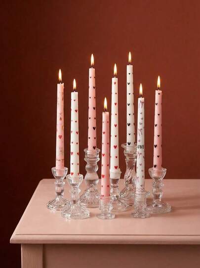 Joivida 2 peças/Conjunto (Uma Caixa) Vela Cónica de Haste Longa Rosa, 25 cm, Cera de Soja Sem Fumaça, Decoração de Atmosfera para Casamento e Banquete, Vela Longa de Galho, Coração Preto, Coração Vermelho, Vela Rosa, Vela Branca, Vela de Atmosfera para Feriados, Vela Dia dos Namorados, Vela Fofa e Divertida