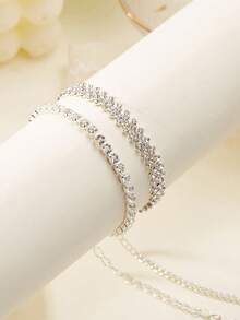 1件 时尚不对称镶钻脚链 - 銀色 - 查看 2