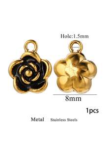 1个5/8/10毫米不锈钢吊坠，金色珐琅玫瑰花，用于珠宝制作DIY耳环、项链、手链，批发 - 彩色 - 查看 15