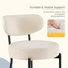 OLIXIS Dining Chairs Set Of 2, Mid Century Modern Chair Round Upholstered Curved Backrest, Kitchen Vanity Living Room Chairs With Black Metal Legs, Green - 白色 - 查看 4