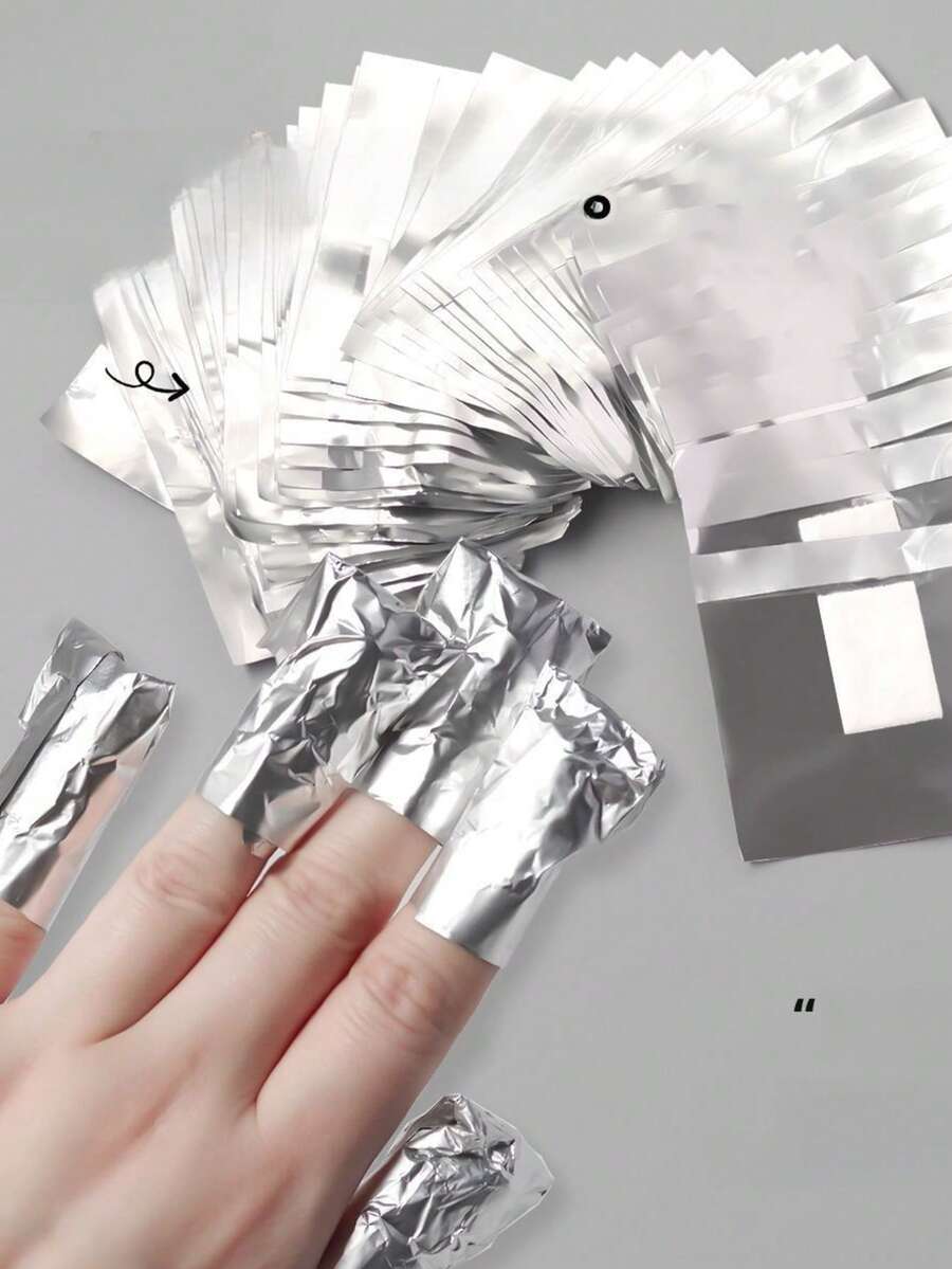 Nail Polish Remover Foil Sheets, Nail Art Removal Aluminum Foil Strips With Cotton Pads, Nail Polish Remover Tools: 50pcs, 100pcs, Nail Removal Accessories - Multicolor - View 1