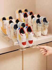 1pc Baby Shoe Rack, Large Capacity Cabinet-Style Shoe Rack, Children's Shoe Rack, Transparent Shoe Rack, Space-Saving Partition Desktop Transparent Multi-Function Rack, Suitable For Nursery, Newborn Room, Girls' Room Decor, Bedroom, Living Room, Entrance, Storage Room, Foyer Or Bathroom - Multicolor - View 1