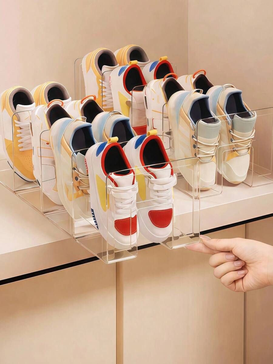 1pc Baby Shoe Rack, Large Capacity Cabinet-Style Shoe Rack, Children's Shoe Rack, Transparent Shoe Rack, Space-Saving Partition Desktop Transparent Multi-Function Rack, Suitable For Nursery, Newborn Room, Girls' Room Decor, Bedroom, Living Room, Entrance, Storage Room, Foyer Or Bathroom - Multicolor - View 1