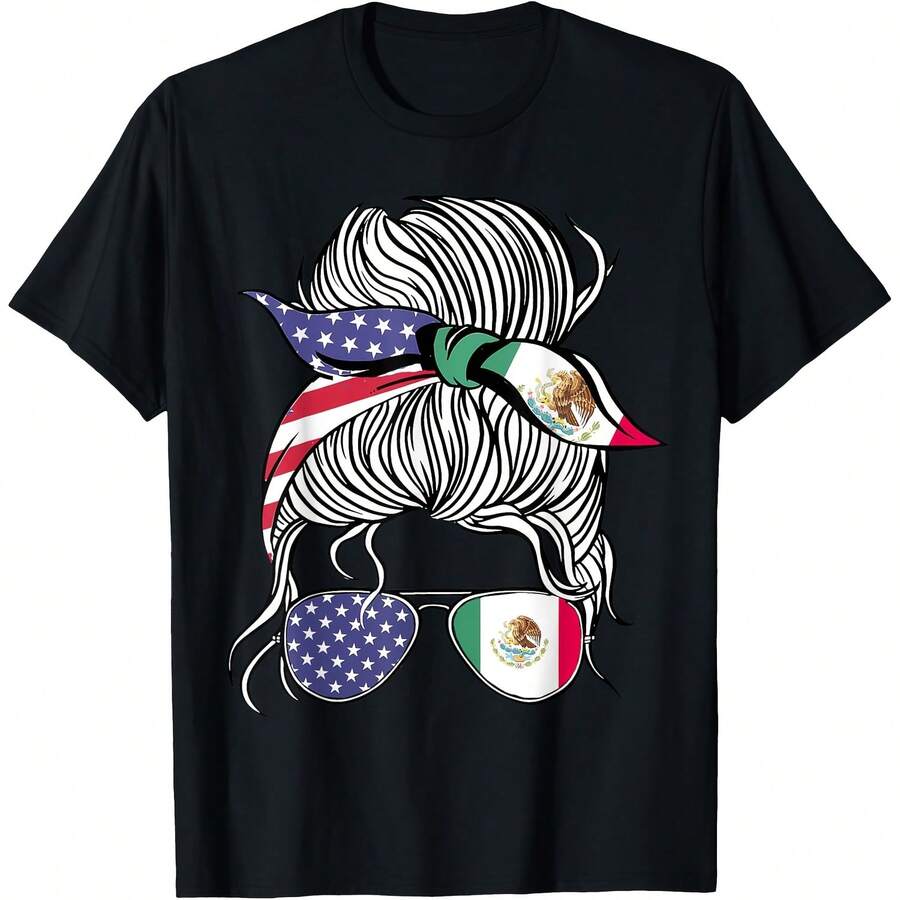 Mexican American Patriot Grown Proud Women Girl Flag T-Shirt - Women's T-Shirt,Men tshirt , Unisex style Gift T-Shirt ,Comfortable home wear, Daily fashion, Party wear T-shirt, Sizes S - XXL, Black
