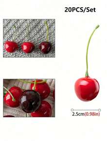 20 piezas de cerezas artificiales, cerezas falsas, modelo de fruta de cereza de espuma, fruta artificial, decoración del Día de San Valentín, comida falsa, cereza artificial de espuma, decoración de fruta artificial de cereza falsa, modelo de fruta de cereza artificial de 30/50/100 piezas, accesorios de fotografía, regalo decorativo, regalo de cumpleaños, decoración de fiesta, decoración del hogar, regalo de Navidad, regalo del Día de San Valentín, regalo de Año Nuevo - Multicolor - Ver 13