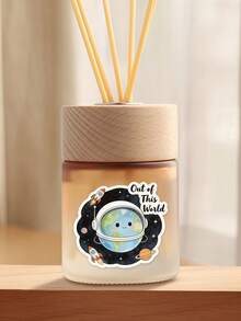 2pcs "OUT OF THIS WORLD" Space Themed Interesting Stickers - Perfect For Personalizing Your Laptop, Water Bottle Or Helmet With Unique Cosmic Designs! - Multicolor - View 6