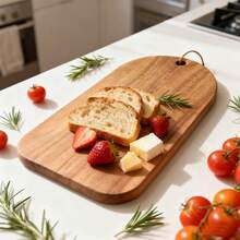 Advanced Acacia Wood 13in Cutting Board, Chopping Board, Kitchen, Kitchen Supplies, Cooked Meat Cutting Board, Serving Board, Bread Board. Material Handling Board For Meat, Cheese, Bread, Vegetables And Fruit. The Ideal Kitchen Tool And Mother's Day Gift. - Brown - View 2