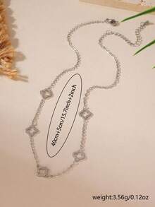 GEREIT 1pc Minimalist Stainless Steel Four-Leaf Clover Pendant Necklace, Suitable For Women, Friends, Holidays, And Daily Wear - Multicolor - View 4